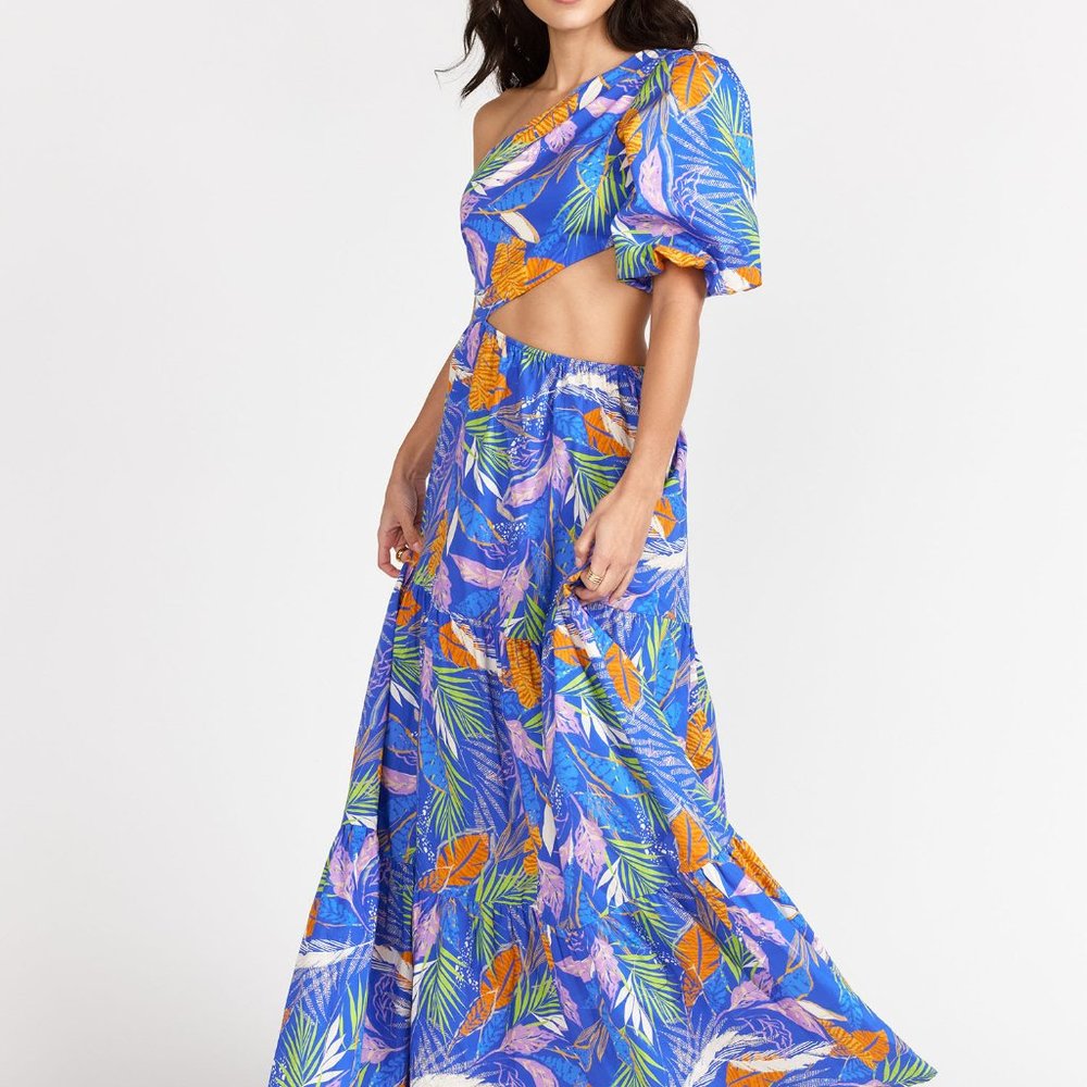 Gorgeous poplin one shoulder maxi dress from NY & Company